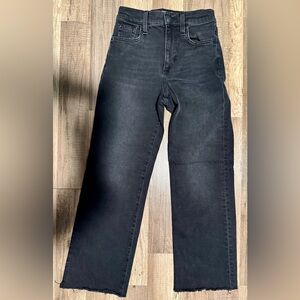 Joe’s Jeans High-Rise Black Wide-Leg Raw Hem Denim – Size 24